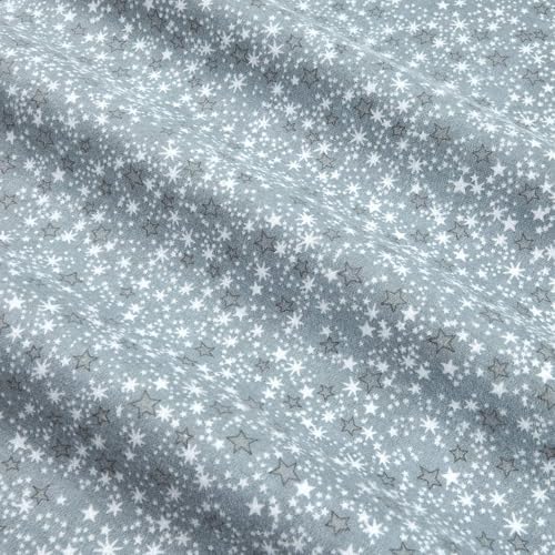 Comfy Flannel Stars Grey, Fabric by the Yard