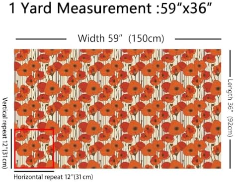 Feelyou Flower Upholstery Fabric for Chairs 2 Yard Vintage Flower