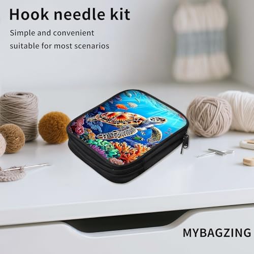 ETLKJVBL Crochet Hook & Knitting Needle Organizer Case, Sea Turtle