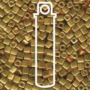 Metallic Miyuki 4mm Square Bead Bundle: Metallic Gold, Silver and