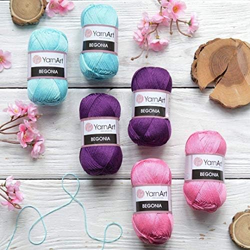 Yarn Art Begonia 100% Mercerized Cotton, Lot of 5 Skein (Pack),Total