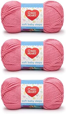 Red Heart Soft Baby Steps Yarn for Crocheting, Strawberry, 3-Pack