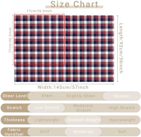 Q&J Fabric Co. 1 Yard x 57Inch Plaid Fabric,Gingham Fabric by The