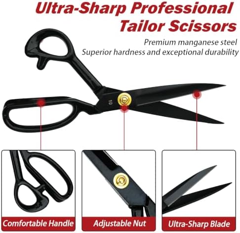Fabric Scissors, Heavy Duty Tailor Sewing Shears (12 Inch)