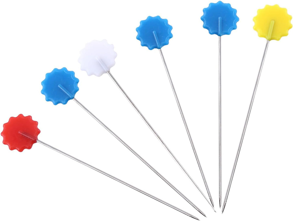 100pcs Flat Head Pins, Colored Heads Quilting Pins Flat Head Straight