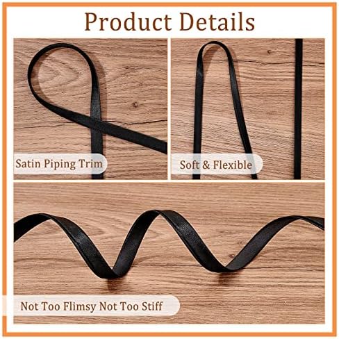 BENECREAT Satin Bias Tape, 3/8 Inch Black Double Fold Ribbon