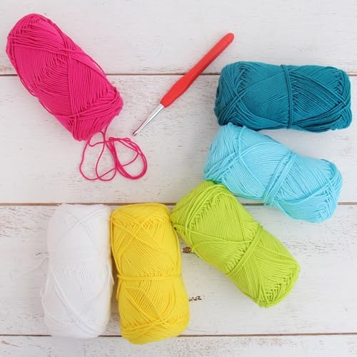 ThreadArt Cotton Crochet Yarn Set Size 2, Spring Flower Colors
