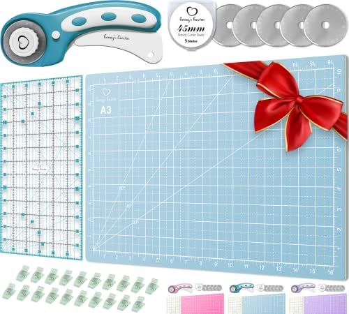 Honeys Heaven 45 mm Rotary Cutter Quilting Set, Turquoise