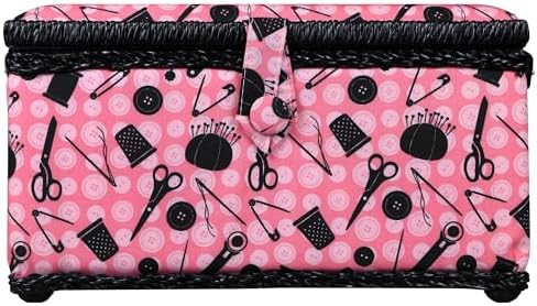 SINGER 07276 Sewing Basket with Sewing Kit Accessories, Pink & Black
