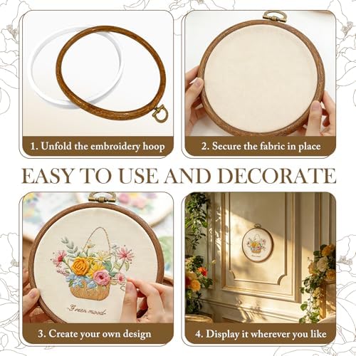 6 Pcs Embroidery Hoop Frame Set, Circle Hoop Ring Cross Stitch Hoop