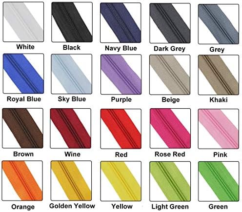 Nylon Coil Zippers, CDDLR 100PCS 9 Inch Colorful Sewing Zippers for