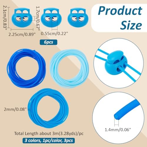 NBEADS 9.8 Yards Stitch Keeping Cords, 2mm Hollow Rubber Tubing