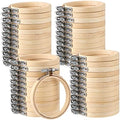 Hoteam 48 Pcs Small Wooden Embroidery Hoop Bamboo Round Cross Stitch,4