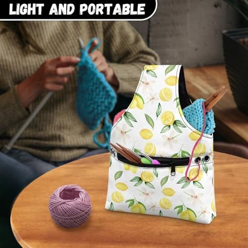 Snilety Lemon Yarn Bag, Knitting Crochet Bag, Portable Yarn Storage