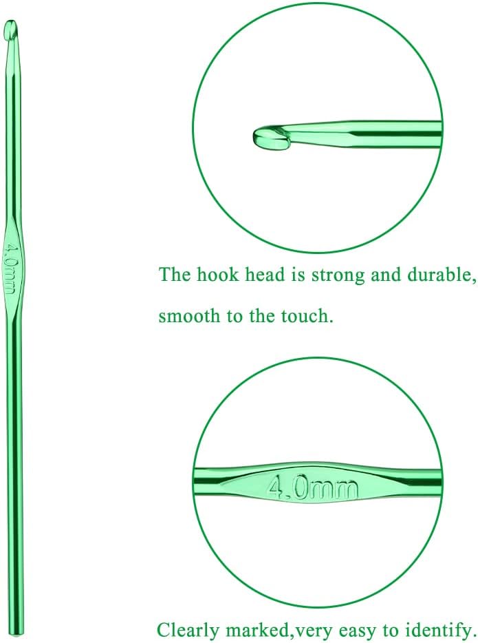 Iuuidu 4mm Aluminum Crochet Hook, Smooth Crochet Needles