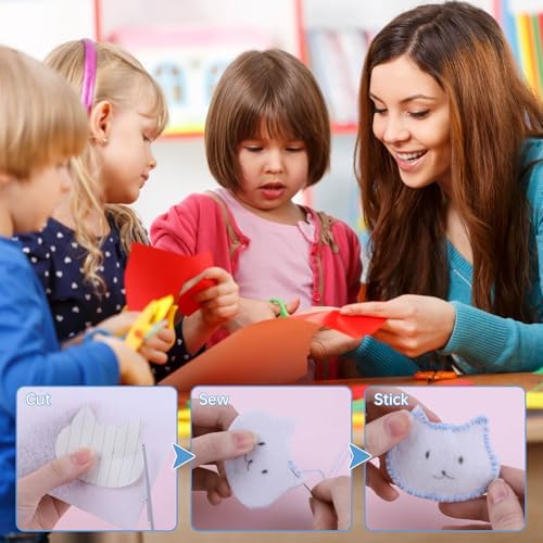 ABEJFIC 60PCS Felt Fabric Sheets Craft Kit - 4"x 4" + 4"x 6"+ 8"x 12"