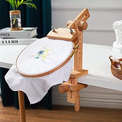 Embroidery Hoop Stand, Wooden 360° Rotatable Adjustable Embroidery