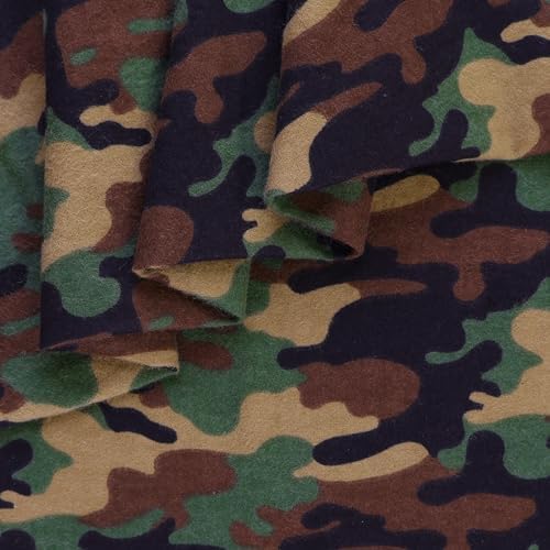 Mook Fabrics Camo Flannel Fabric [43in. Wide], Army Cut by The Yard