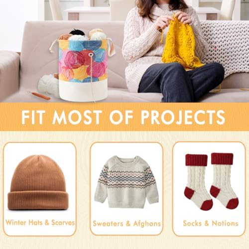 YAWIKO Yarn Bag, Multi-Functional Crochet Bag Organizer, Canvas Yarn