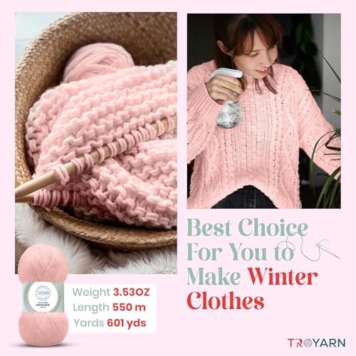 Angora Love Yarn, 2-Skein Pack, Acrylic/Wool, Candy Pink