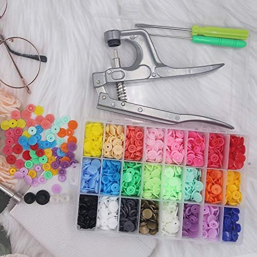 EuTengHao 1440Pcs Plastic Snap Buttons No-Sew Snap Fasteners T5 Snaps