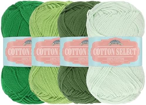 JubileeYarn Cotton Select Yarn - Shades of Green - 4 Skeins