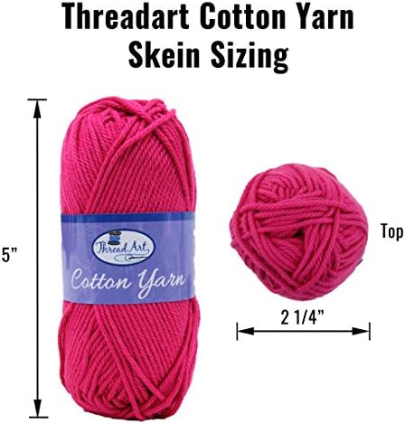 Threadart Natural Cotton Crochet Yarn - 6 Pack 50g Worsted #4
