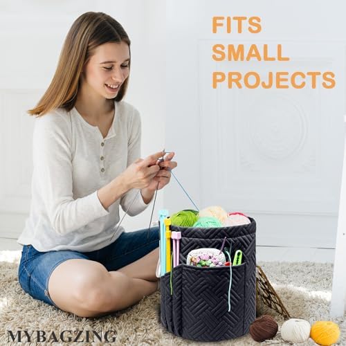 MYBAGZING Yarn Bag, Small Crochet Bag Organizer, Drawstring Yarn