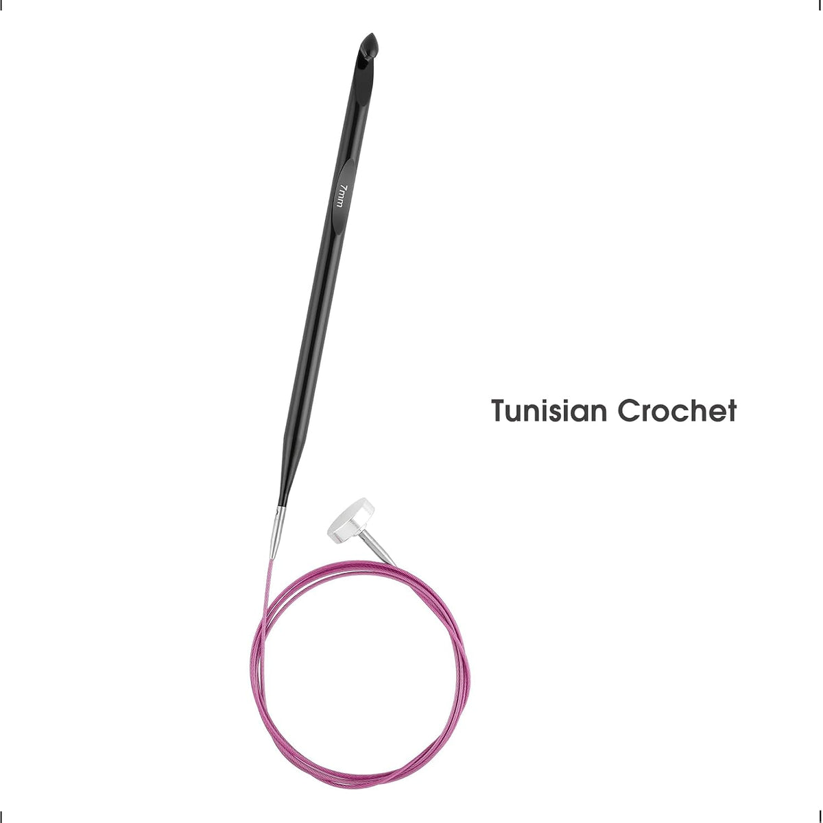 Guclud Tunisian Crochet Hook H-8 (5mm), 6-Inch Hook with 24" Cable