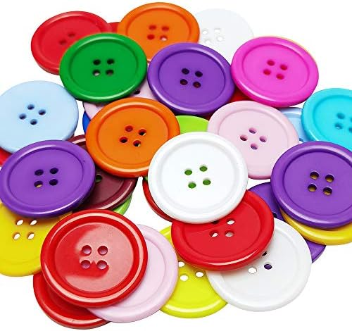 Chenkou Craft Mix Color Plastic Resin Circle Big Button 4 Holes DIY