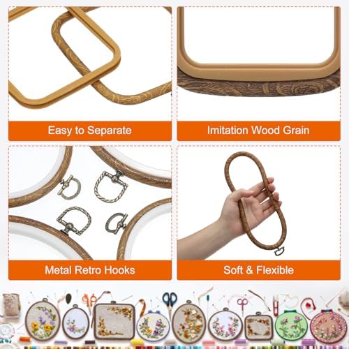 PATIKIL 4x3.7inch Embroidery Hoops, 3Pieces Imitated Wood Square Frame