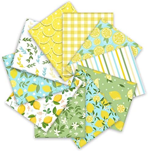 Whaline 10Pcs Summer Cotton Fabric Bundles 18 x 22 Inch Watercolor