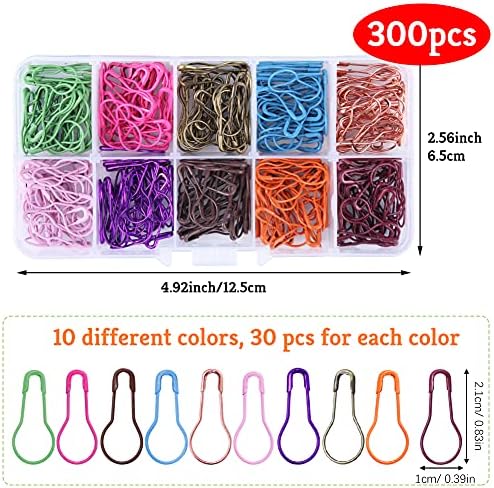 Mayboos 300 Pcs Crochet Stitch Markers, 10 Colors Calabash Safety Bulb