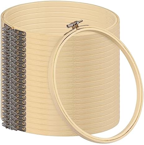 18 PCS Bamboo Embroidery Hoops Set, 8 Inch Adjustable Cross Stitch