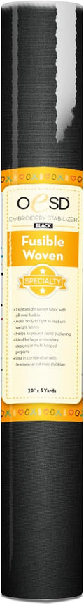 OESD Fusible Woven Cut Away Black Fabric Interfacing 20" x 5 Yd Roll