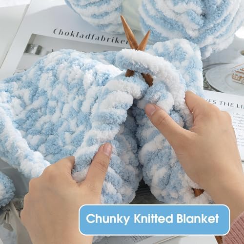 HOMBYS Bulky Fulffy Chunky Chenille Yarn for Hand Knitting,Soft