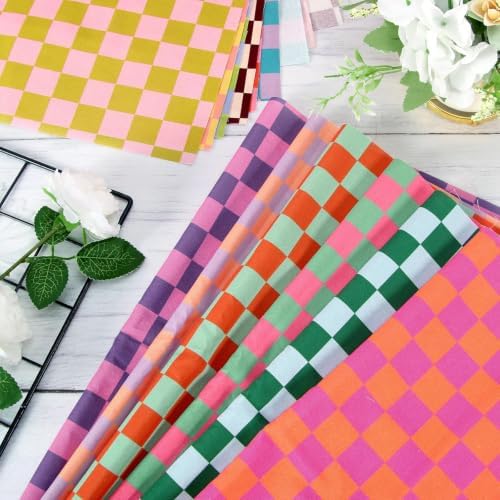 FYSUIMU 12 Pcs Plaid Cotton Fabric Bundles Fat Quarters Colorful