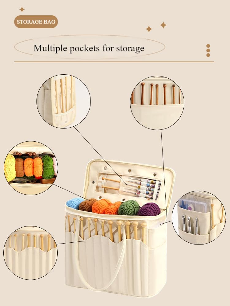 Portable Knitting Yarn Storage Bag, Expandable Anti-Tangle Crochet