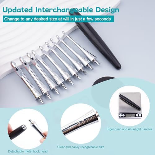 Mdoker Interchangeable Crochet Hooks Set with Wooden Handle