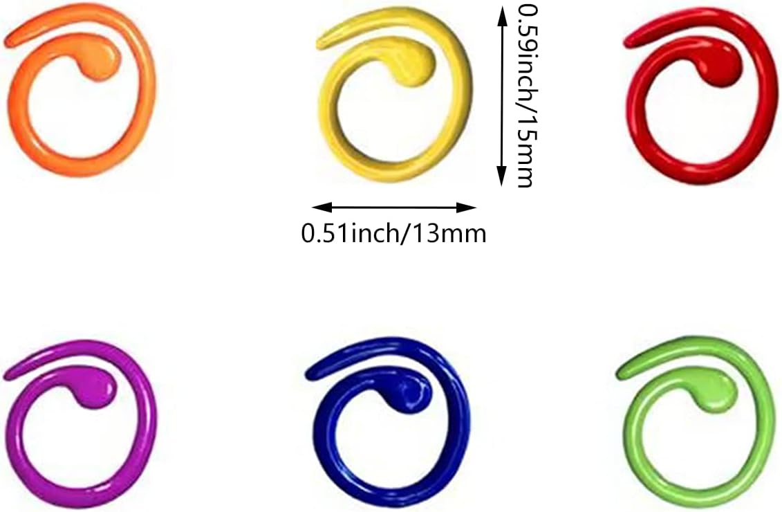 90Pcs Spiral Metal Colorful Crochet Stitch Markers,Metal Stitch