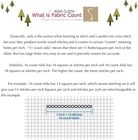 9 Count Aida Cloth Cross Stitch Fabric, White, 29" W x 39" L