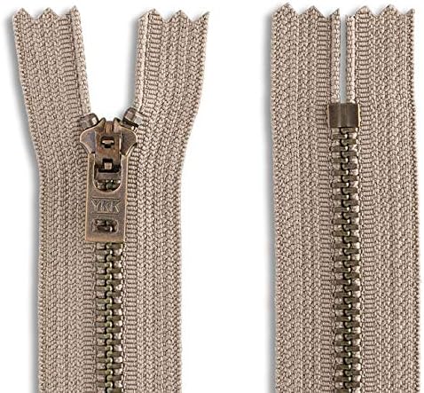 Zipper Antique Brass Jean Zipper 9" Color Khaki Zip for Sewing Craft