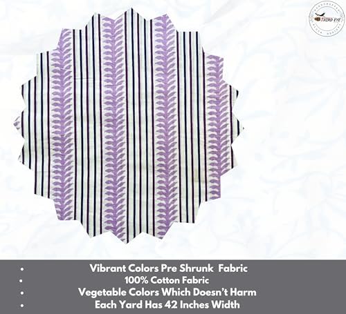100% Cotton Fabric by The Yard Stripes Print 60/60, Lightweight