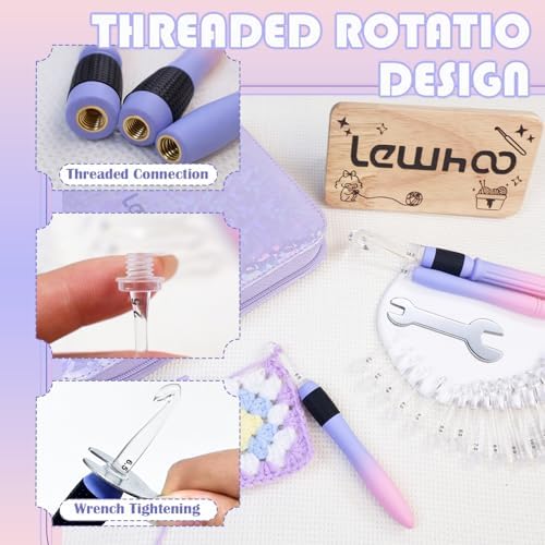 Lewhoo 17 Sizes Ergonomic Crochet Hook Set, 2.5mm-14.0mm