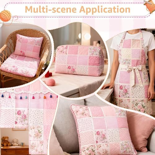14 Pcs Pink Cotton Fat Quarters Quilting Fabric Bundles 18x22 inch