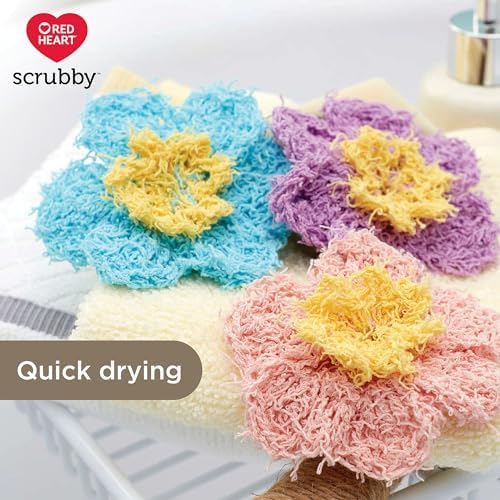 Red Heart Scrubby Yarn for Dishcloths and Scrubbers, Ocean, 3-Pack
