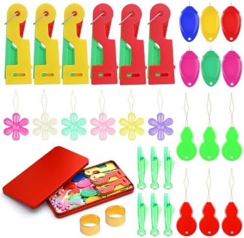 Fedmut 33 Pcs Needle Threaders Set, 5 Types Plastic Needle Threading