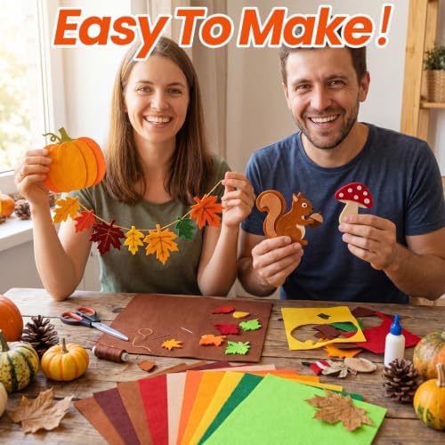 Peryiter 150 Pcs Fall Color Felt Fabric Sheets Bulk for Crafts