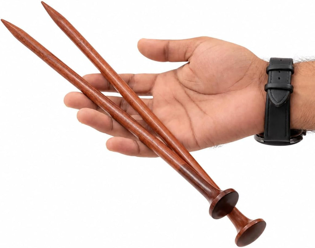 US Size 15-12" Rosewood & Maple Crafted Premium Yarn Knitting Needles
