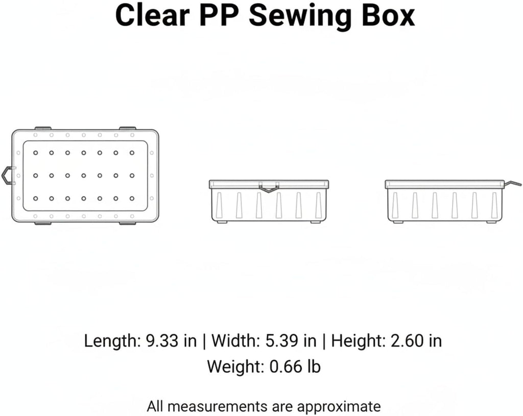 Clear PP Sewing Box with Sliding Cover, Transparent Storage Organizer